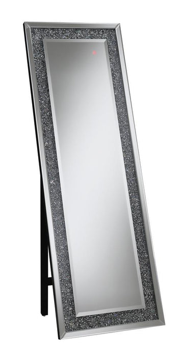 Carisi Rectangular Standing Mirror with LED Lighting Silver - LasVegasFurnitureOnline.com