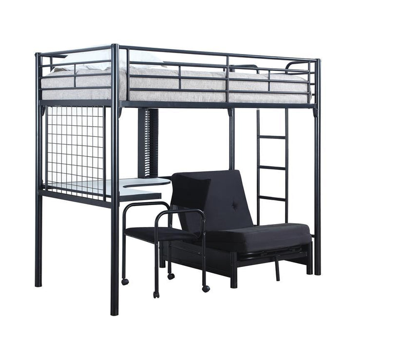 Jenner Twin Futon Workstation Loft Bed Black - LasVegasFurnitureOnline.com