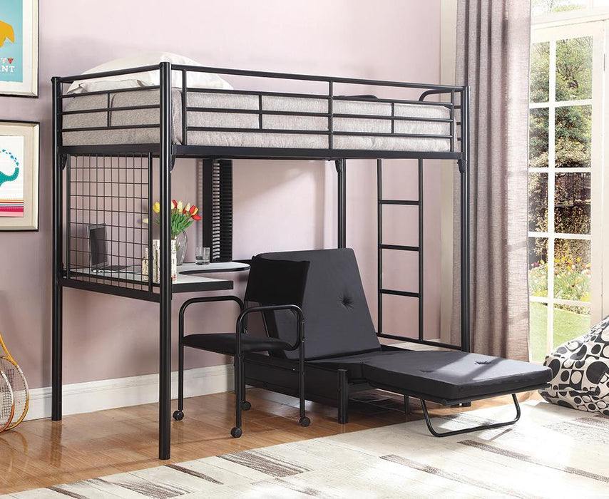 Jenner Twin Futon Workstation Loft Bed Black - LasVegasFurnitureOnline.com