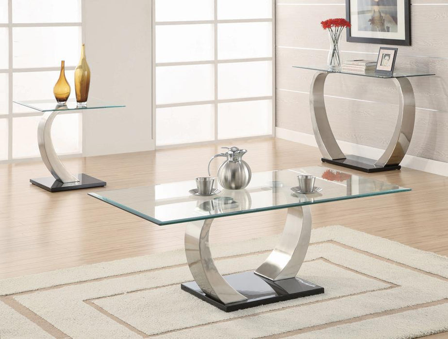 Pruitt Glass Top End Table Clear and Satin - LasVegasFurnitureOnline.com