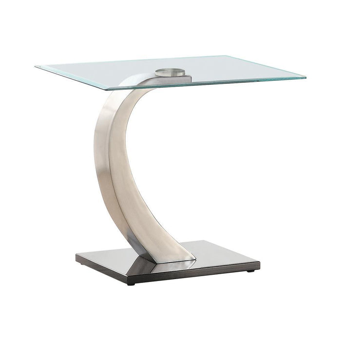 Pruitt Glass Top End Table Clear and Satin - LasVegasFurnitureOnline.com