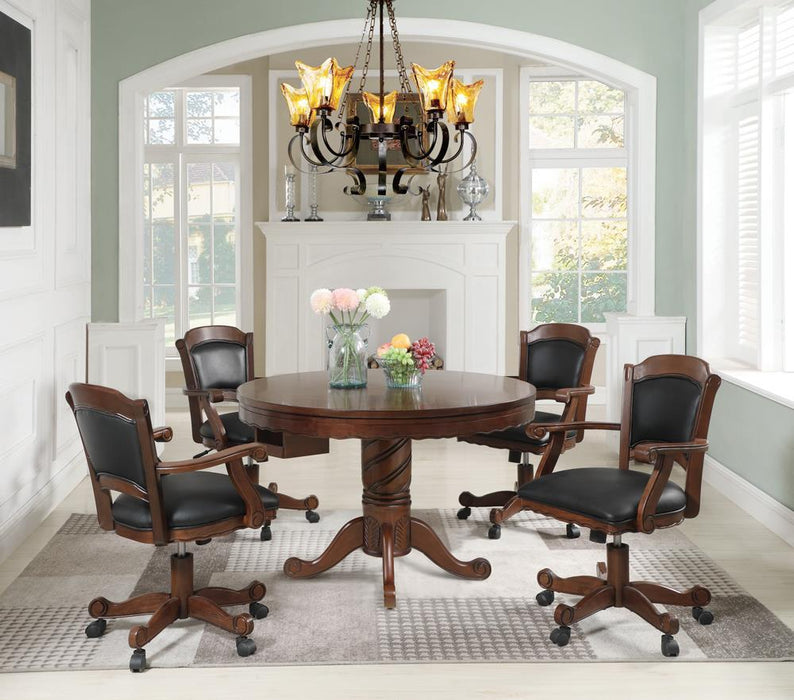 Turk Game Chair with Casters Black and Tobacco - LasVegasFurnitureOnline.com