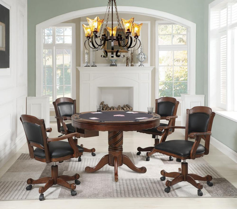 Turk Game Chair with Casters Black and Tobacco - LasVegasFurnitureOnline.com