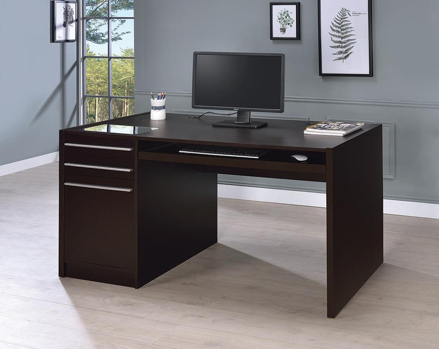 Halston 3-drawer Connect-it Office Desk Cappuccino - LasVegasFurnitureOnline.com