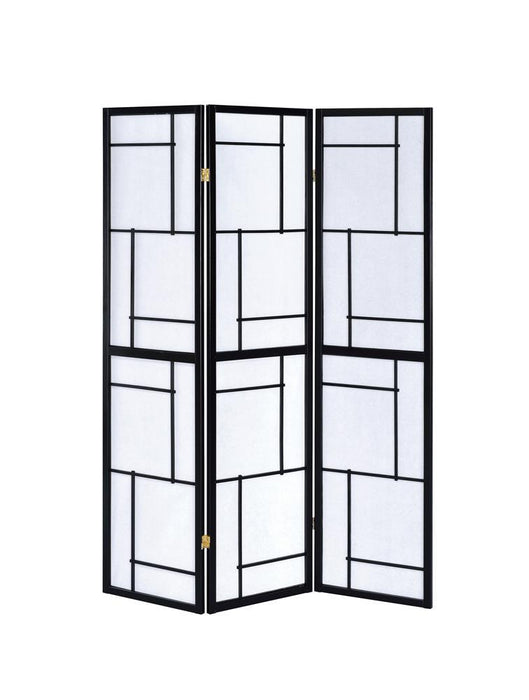 Damis 3-panel Folding Floor Screen Black and White - LasVegasFurnitureOnline.com