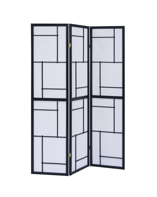 Damis 3-panel Folding Floor Screen Black and White - LasVegasFurnitureOnline.com