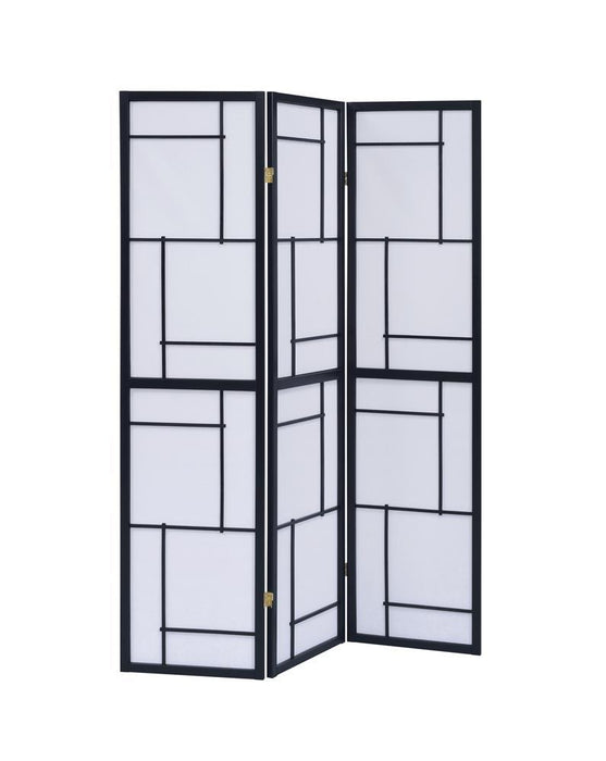 Damis 3-panel Folding Floor Screen Black and White - LasVegasFurnitureOnline.com