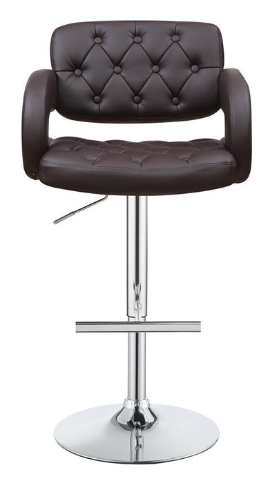 Brandi Adjustable Bar Stool Chrome and Brown - LasVegasFurnitureOnline.com