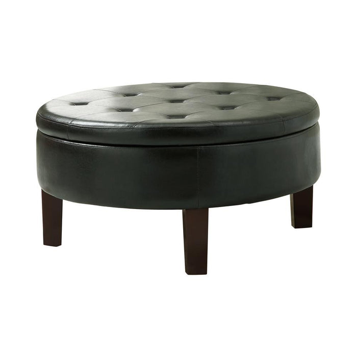 G501010 Casual Dark Brown Round Ottoman - LasVegasFurnitureOnline.com