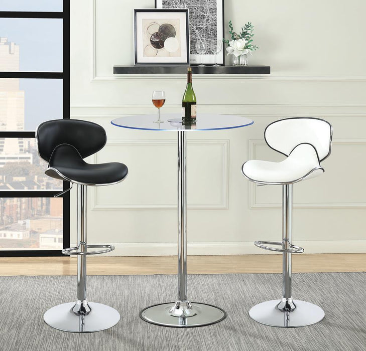 Edenton Upholstered Adjustable Height Bar Stools Black and Chrome (Set of 2) - LasVegasFurnitureOnline.com