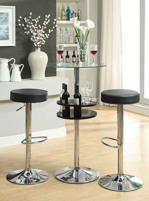 Gianella Glass Top Bar Table with Wine Storage Black and Chrome - LasVegasFurnitureOnline.com