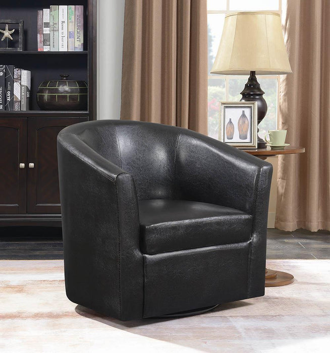 Turner Upholstery Sloped Arm Accent Swivel Chair Dark Brown - LasVegasFurnitureOnline.com