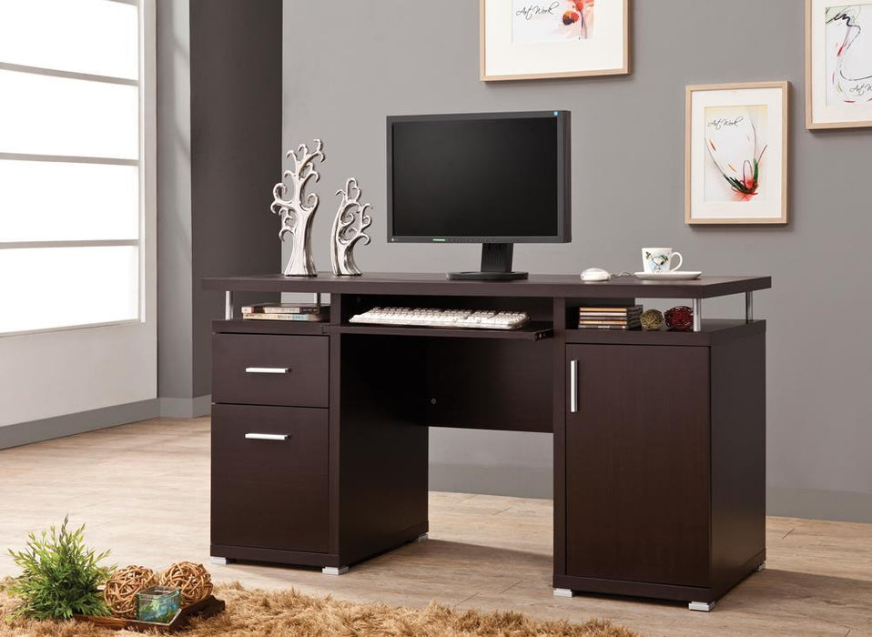 Tracy 2-drawer Computer Desk Cappuccino - LasVegasFurnitureOnline.com