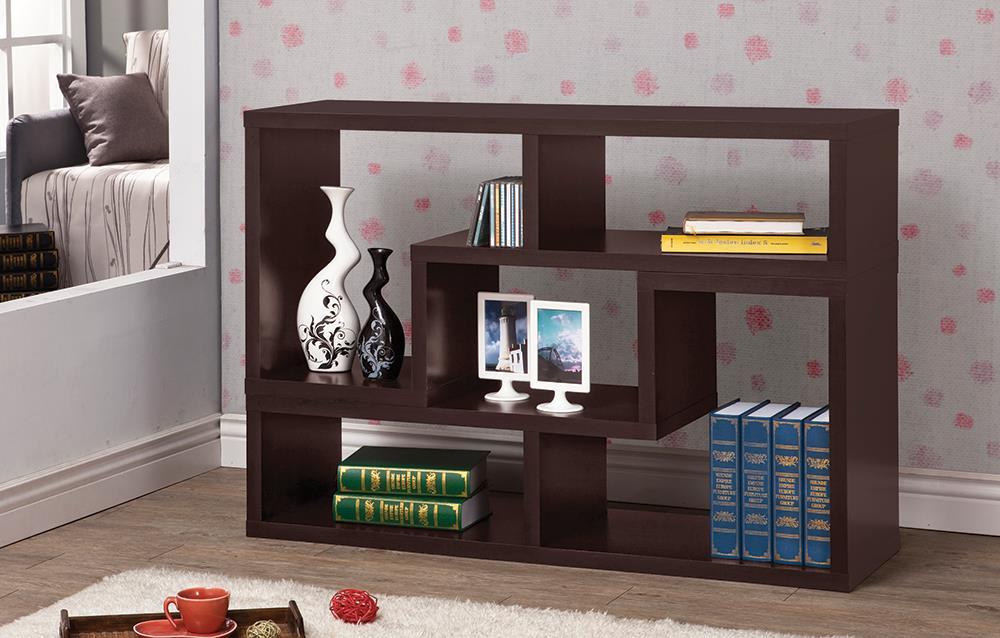 Velma Convertible TV Console and Bookcase Cappuccino - LasVegasFurnitureOnline.com