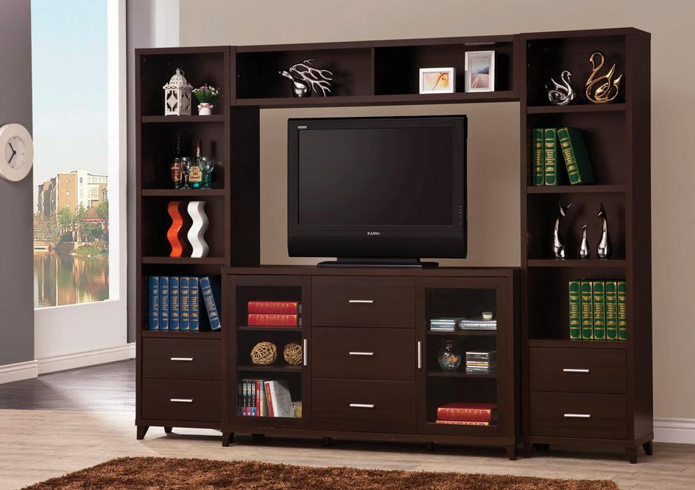 Lewes 2-door TV Stand with Adjustable Shelves Cappuccino - LasVegasFurnitureOnline.com