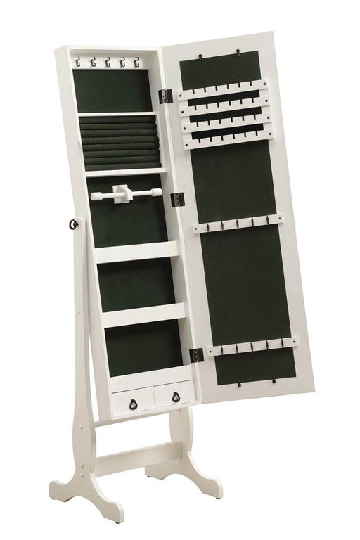 Batista Jewelry Cheval Mirror with Drawers White - LasVegasFurnitureOnline.com