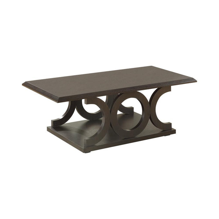 Shelly C-shaped Base Coffee Table Cappuccino - LasVegasFurnitureOnline.com