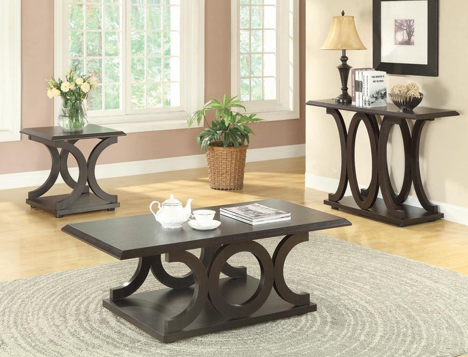 Shelly C-shaped Base Coffee Table Cappuccino - LasVegasFurnitureOnline.com