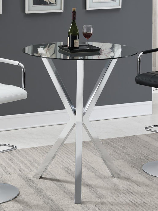 Denali Round Glass Top Bar Table Chrome - LasVegasFurnitureOnline.com