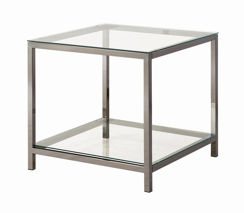 Trini End Table with Glass Shelf Black Nickel - LasVegasFurnitureOnline.com