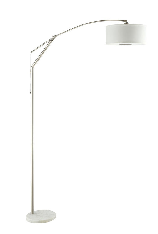 Moniz Adjustable Arched Arm Floor Lamp Chrome and White - LasVegasFurnitureOnline.com