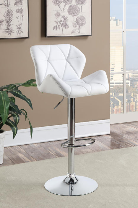 Berrington Adjustable Bar Stools Chrome and White (Set of 2) - LasVegasFurnitureOnline.com