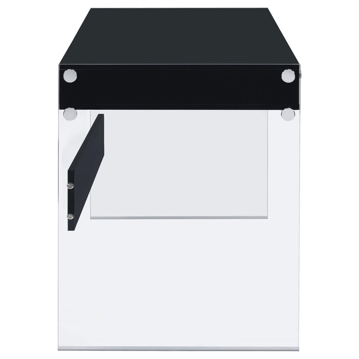 Dobrev 2-drawer Writing Desk Glossy Black and Clear - LasVegasFurnitureOnline.com