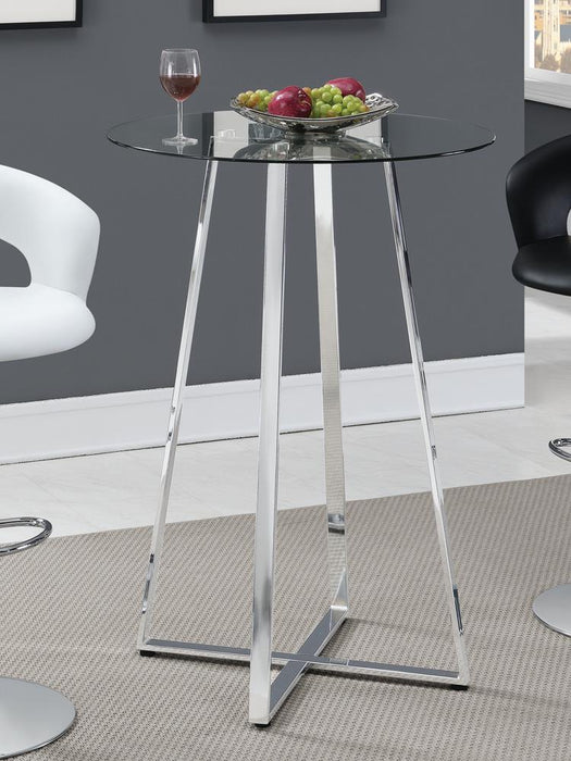 Zanella Glass Top Bar Table Chrome - LasVegasFurnitureOnline.com