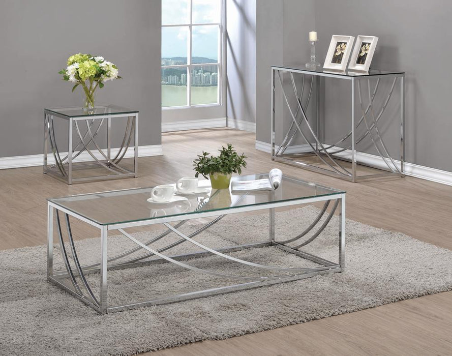 Lille Glass Top Rectangular Coffee Table Accents Chrome - LasVegasFurnitureOnline.com