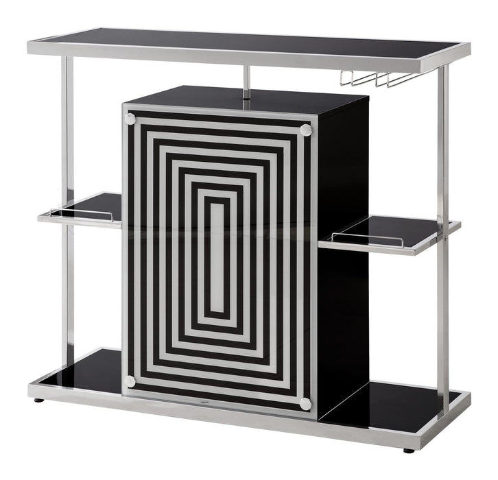 Zinnia 2-tier Bar Unit Glossy Black and White - LasVegasFurnitureOnline.com