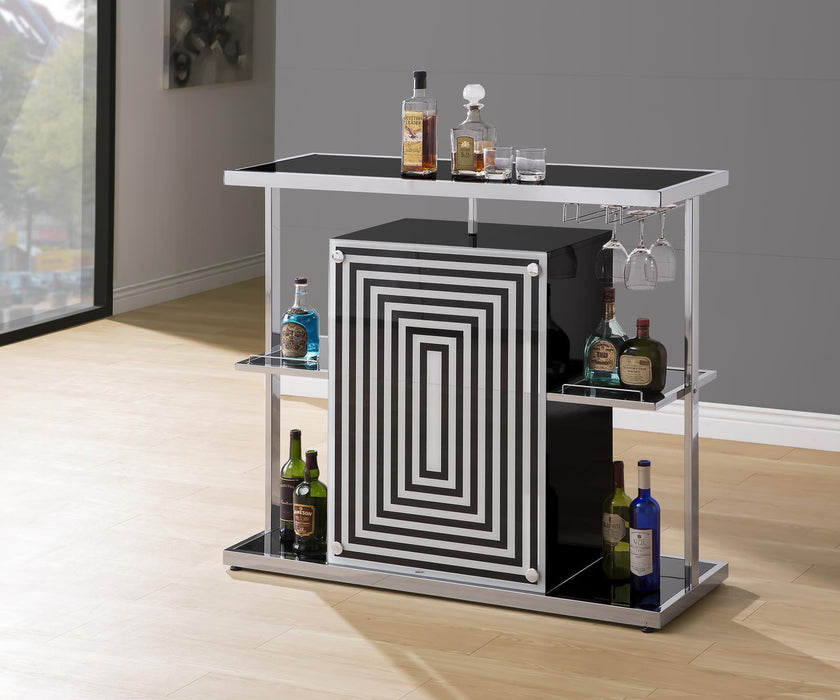 Zinnia 2-tier Bar Unit Glossy Black and White - LasVegasFurnitureOnline.com