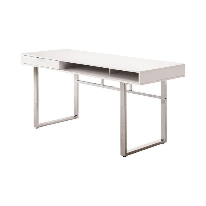 Whitman 4-drawer Writing Desk Glossy White - LasVegasFurnitureOnline.com