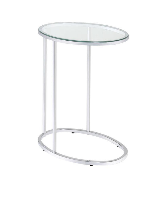 Kyle Oval Snack Table Chrome and Clear - LasVegasFurnitureOnline.com