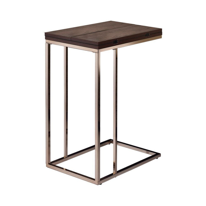 Pedro Expandable Top Accent Table Chestnut and Chrome - LasVegasFurnitureOnline.com