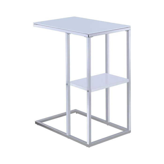 Daisy 1-shelf Accent Table Chrome and White - LasVegasFurnitureOnline.com