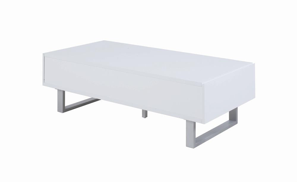 Atchison 2-drawer Coffee Table High Glossy White - LasVegasFurnitureOnline.com