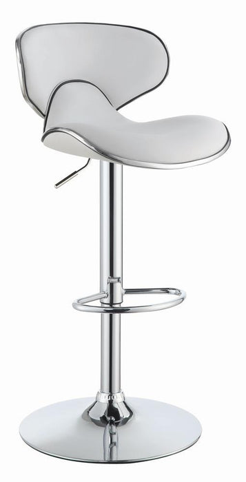 Edenton Upholstered Adjustable Height Bar Stools White and Chrome (Set of 2) - LasVegasFurnitureOnline.com