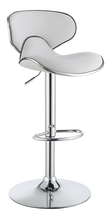 Edenton Upholstered Adjustable Height Bar Stools White and Chrome (Set of 2) - LasVegasFurnitureOnline.com