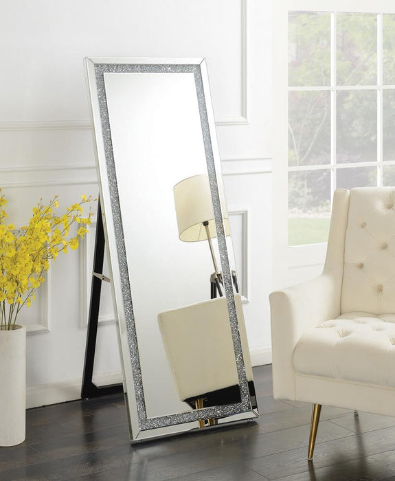 Novak Rectangular Cheval Floor Mirror Silver - LasVegasFurnitureOnline.com