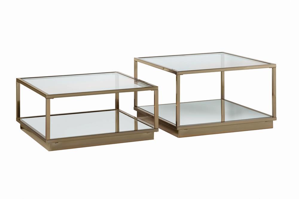 Renee 2-piece Square Occasional Set Rose Brass - LasVegasFurnitureOnline.com