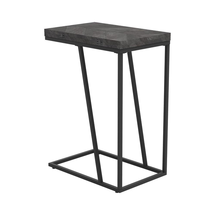 Carly Expandable Chevron Rectangular Accent Table Grey - LasVegasFurnitureOnline.com