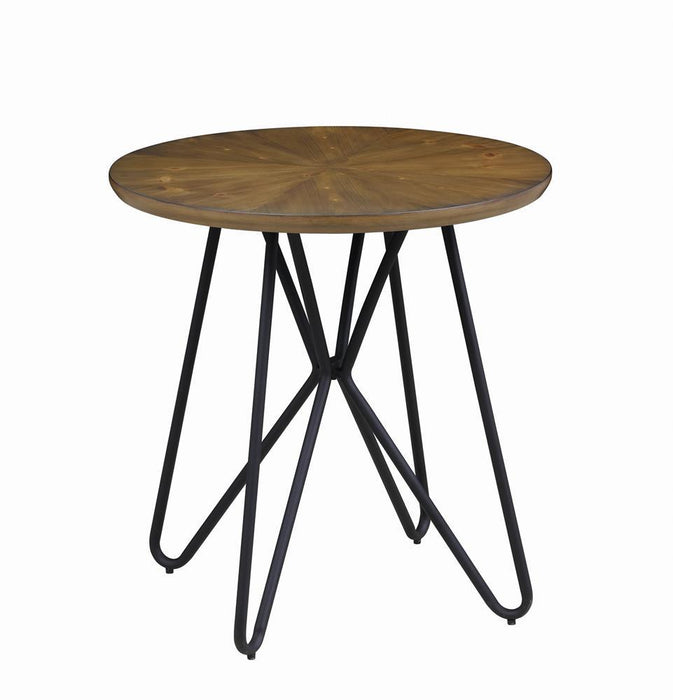 Brinnon Round End Table Dark Brown and Black - LasVegasFurnitureOnline.com