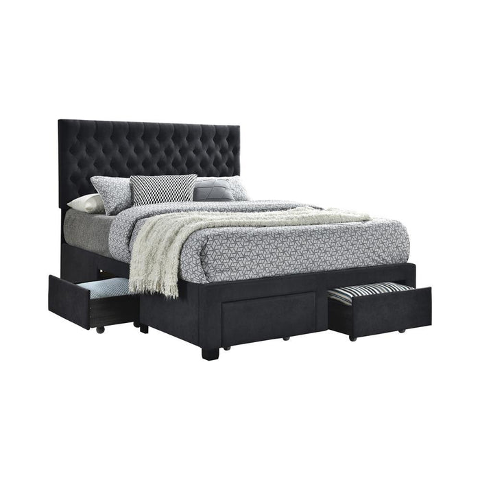 Soledad Eastern King 4-drawer Button Tufted Storage Bed Charcoal - LasVegasFurnitureOnline.com