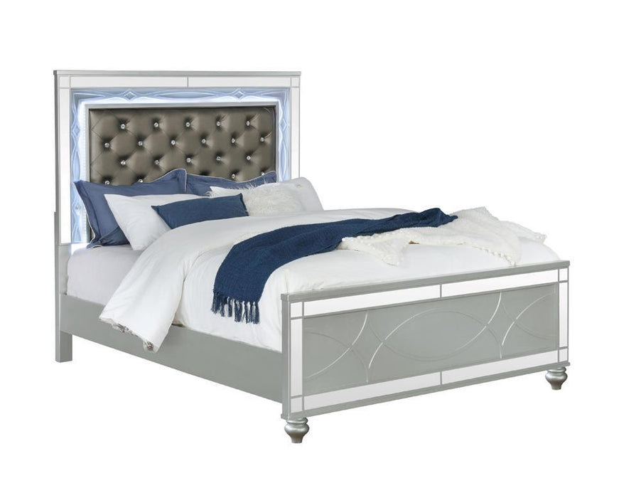 Gunnison Eastern King Panel Bed with LED Lighting Silver Metallic - LasVegasFurnitureOnline.com