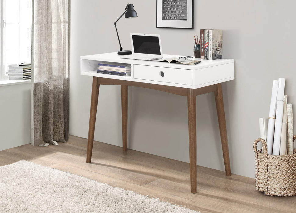 Bradenton 1-drawer Writing Desk White and Walnut - LasVegasFurnitureOnline.com