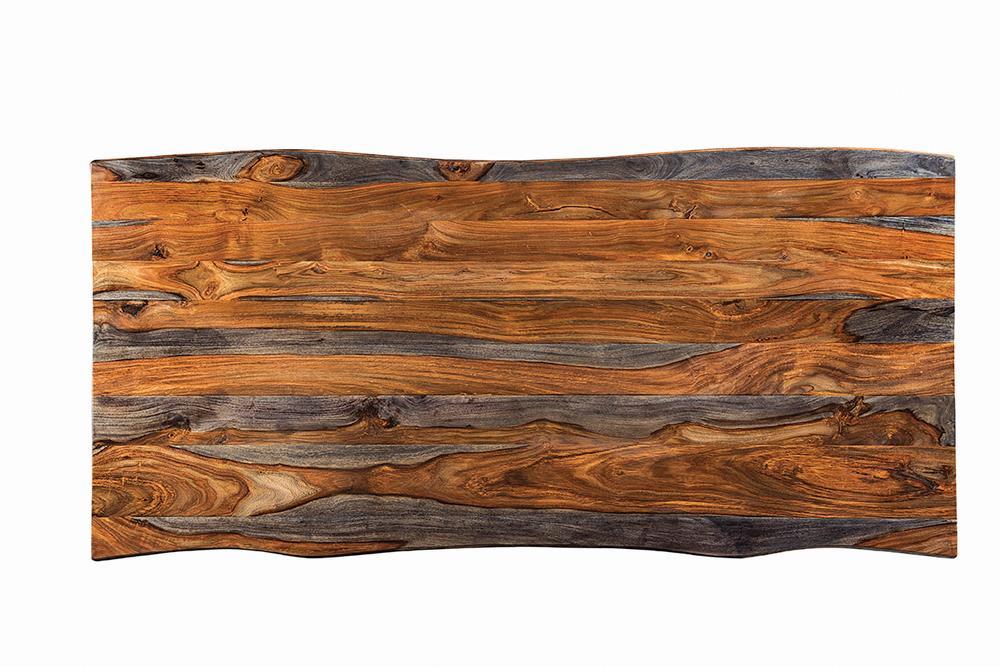 Ditman Live Edge Dining Table Grey Sheesham and Black - LasVegasFurnitureOnline.com