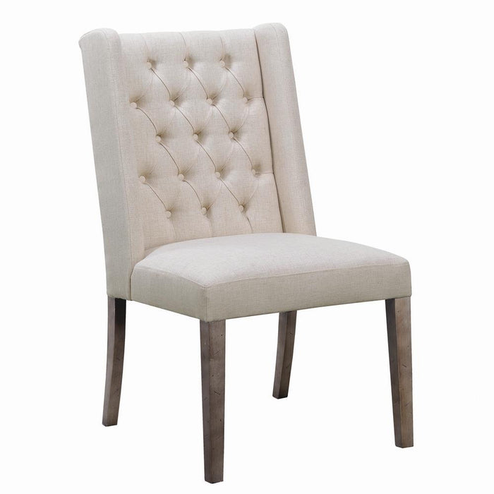 Bexley Tufted Side Chairs Dark Brown and Beige (Set of 2) - LasVegasFurnitureOnline.com