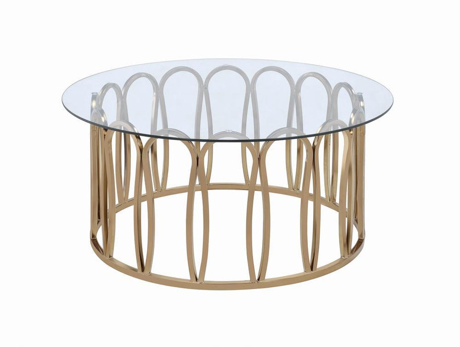 Monett Round Coffee Table Chocolate Chrome and Clear - LasVegasFurnitureOnline.com