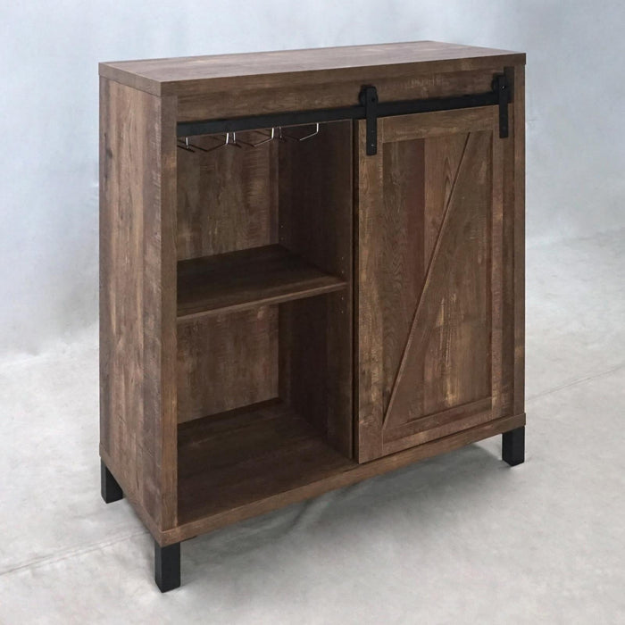 Arlington Bar Cabinet with Sliding Door Rustic Oak - LasVegasFurnitureOnline.com