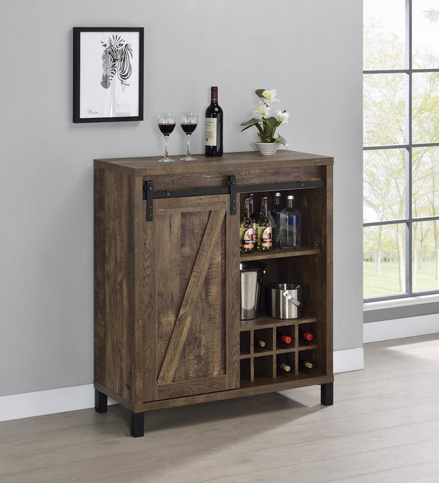 Arlington Bar Cabinet with Sliding Door Rustic Oak - LasVegasFurnitureOnline.com